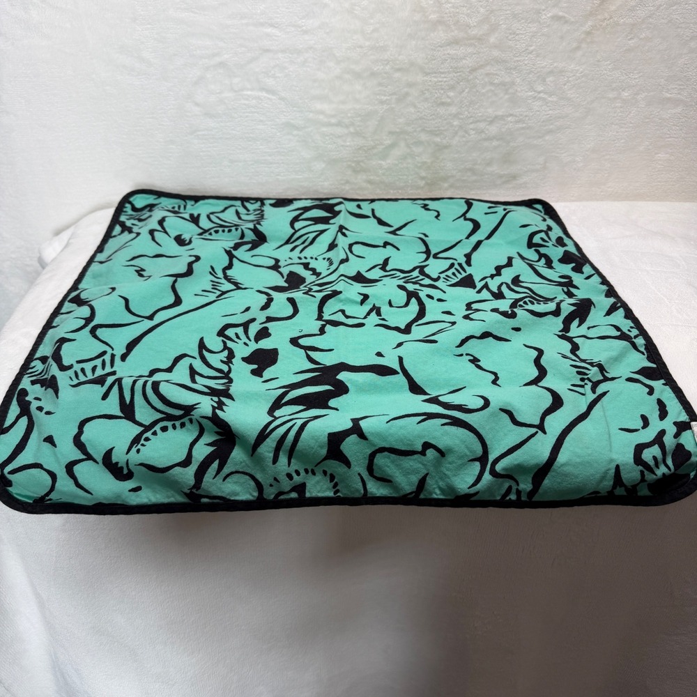 Pier 1 Imports 6 Large Turquoise Black Abstract Floral Dinner Napkins Beachy